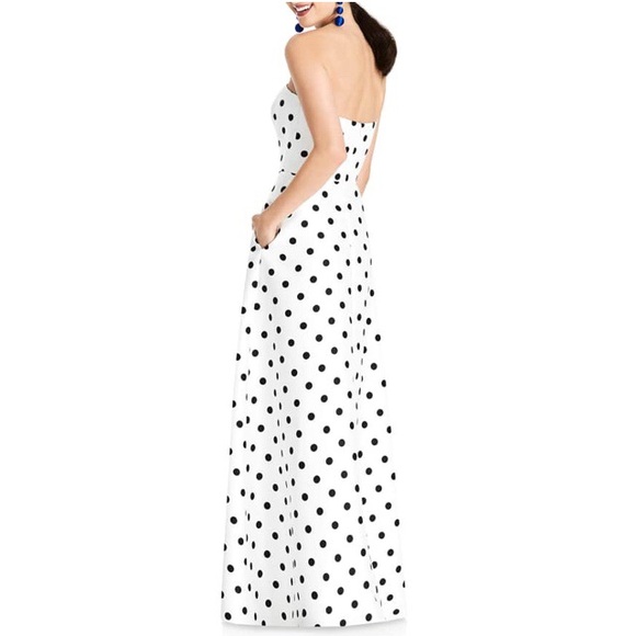 Alfred Sung Strapless Dot Sateen Gown size 0 - Picture 3 of 4